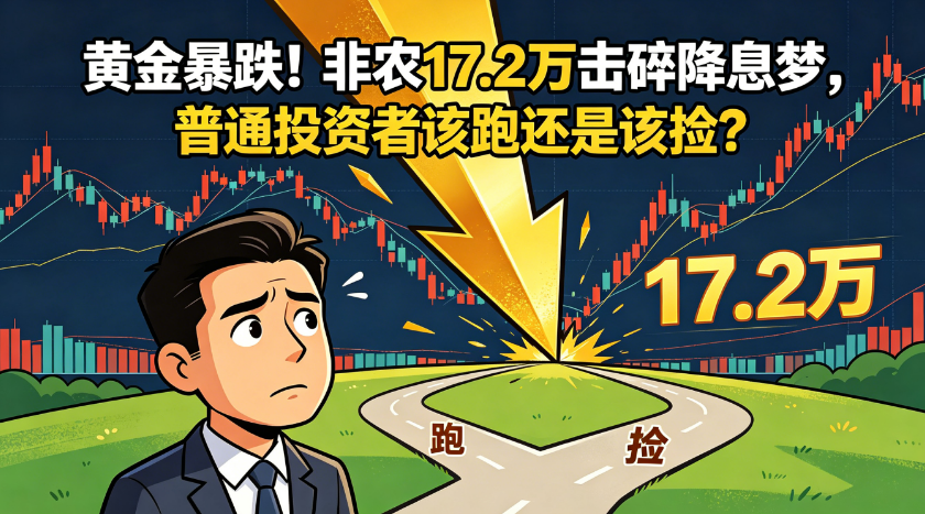 黄金暴跌！非农17.2万击碎降息梦，普通投资者该跑还是该捡？