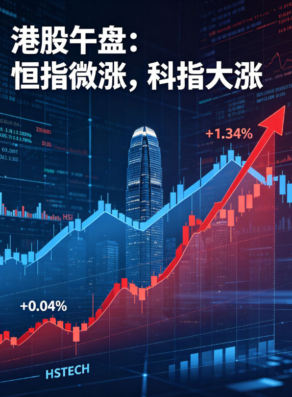 港股午盘分化：科技股领涨，传统蓝筹承压
